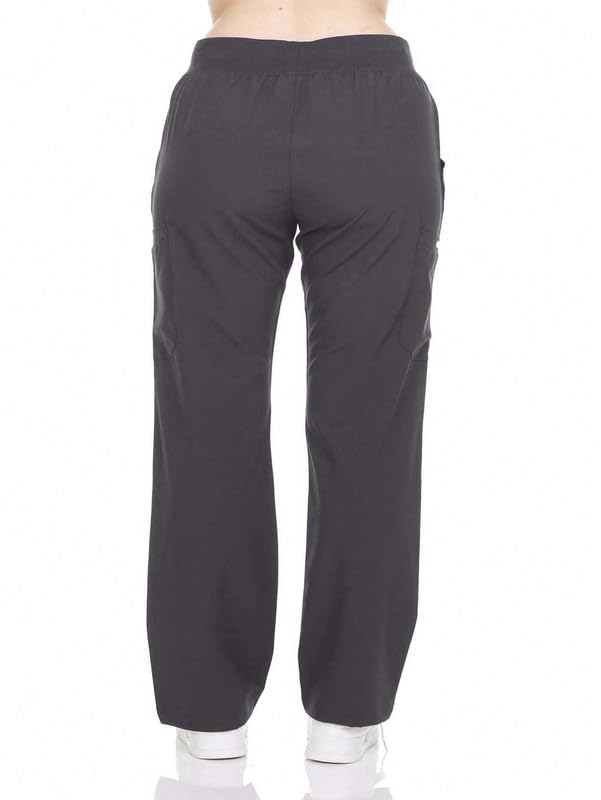 HEAL+WEAR Women's Straight-Leg Scrub Pants with Drawstring Waistband 4-Way Stretch Multi-Pocket Medical Workwear