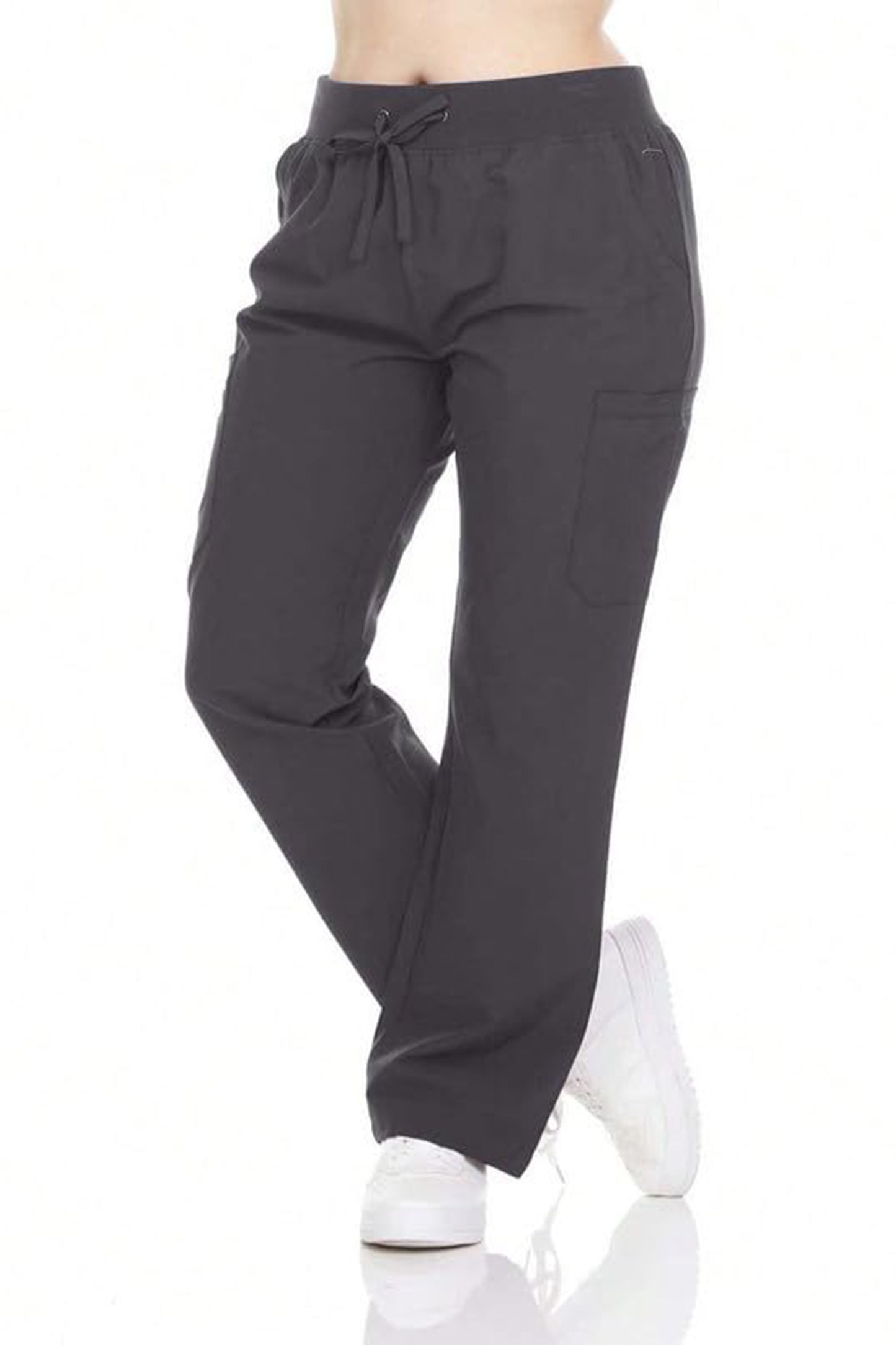 HEAL+WEAR Women's Straight-Leg Scrub Pants with Drawstring Waistband 4-Way Stretch Multi-Pocket Medical Workwear