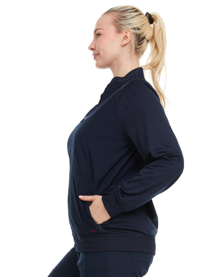 HEAL+WEAR Women’s Zip-Up Scrub Jacket – Stretchy Clinical Workwear with Ribbed Trim | 4-Way Stretch | Nurse Beauty Salon Uniform | Surgical Spa Doctor Nursing Suit
