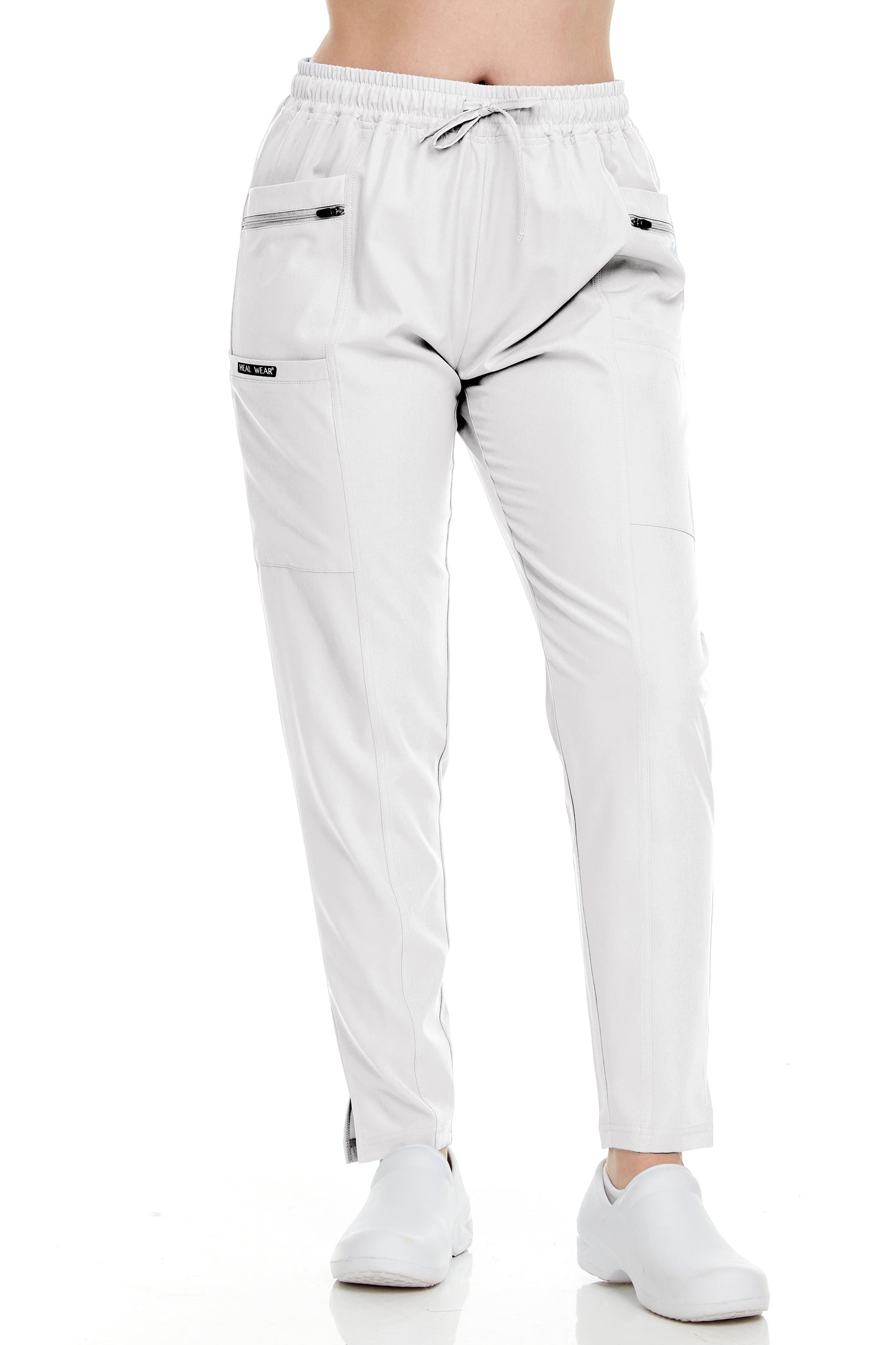 HEAL+WEAR Women’s Medical Scrub Pants – Slim Fit Straight-Leg Design with Multiple Functional Zipper Pockets, Drawstring Waist, 4-Way Stretch, Wrinkle-Resistant – Ideal for Work & Healthcare Uniforms