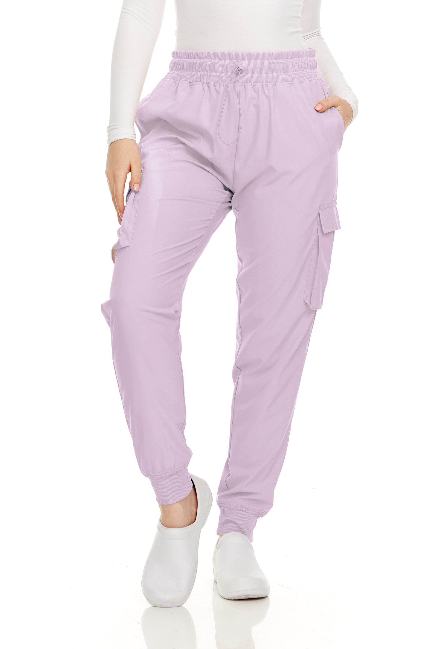 HEAL+WEAR Women’s Cargo Scrub Jogger Pants – 4-Way Stretch, Elastic Waist, Multiple Utility Pockets, Wrinkle-Resistant