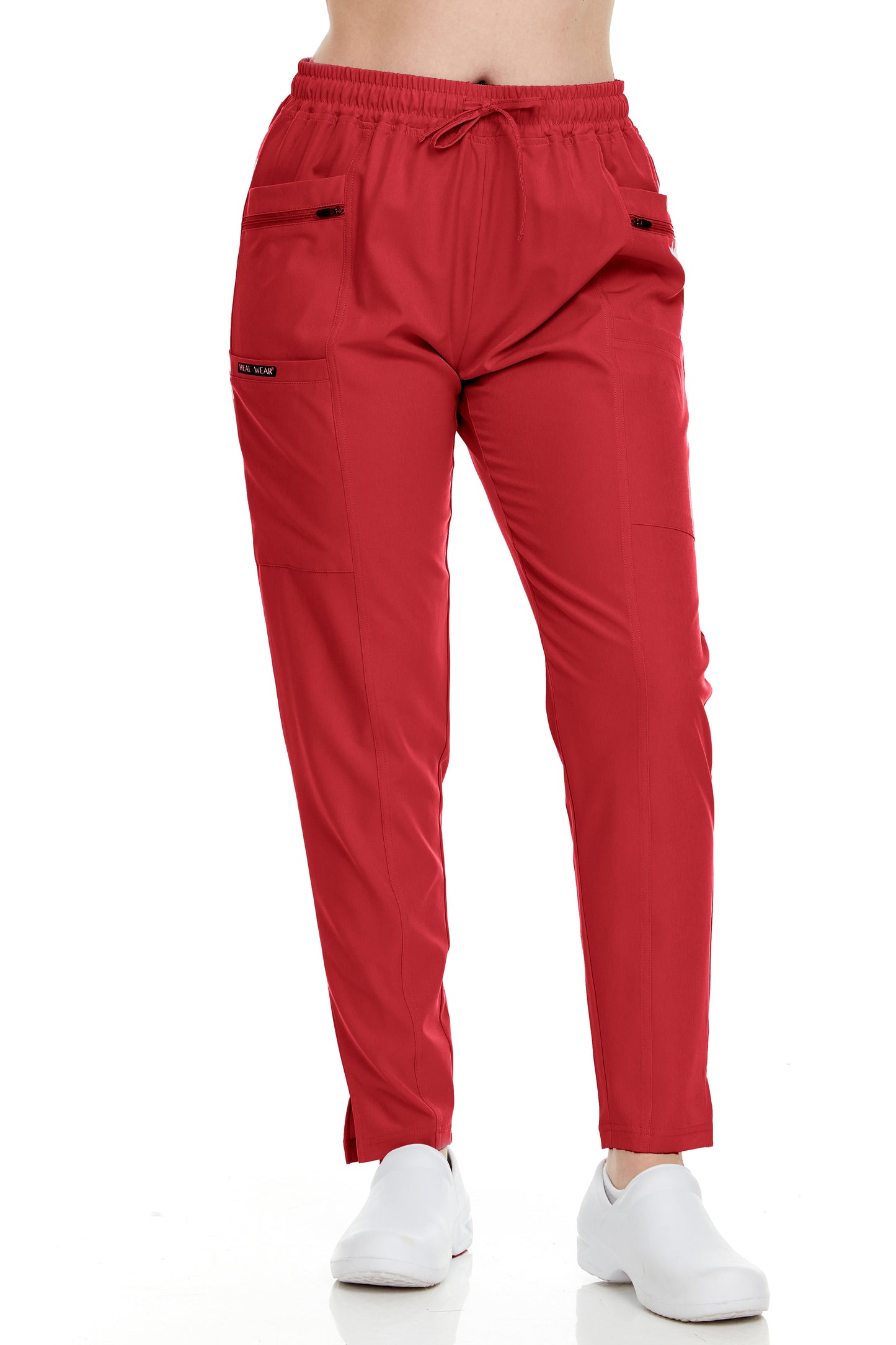HEAL+WEAR Women’s Medical Scrub Pants – Slim Fit Straight-Leg Design with Multiple Functional Zipper Pockets, Drawstring Waist, 4-Way Stretch, Wrinkle-Resistant – Ideal for Work & Healthcare Uniforms