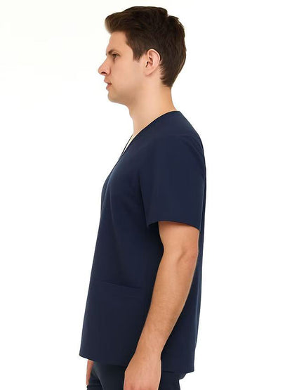 HEAL+WEAR Men's V-Neck Scrub Top with 3 Pockets – Classic Fit Medical Uniform for Clinical Nursing Spa & Hospital Use