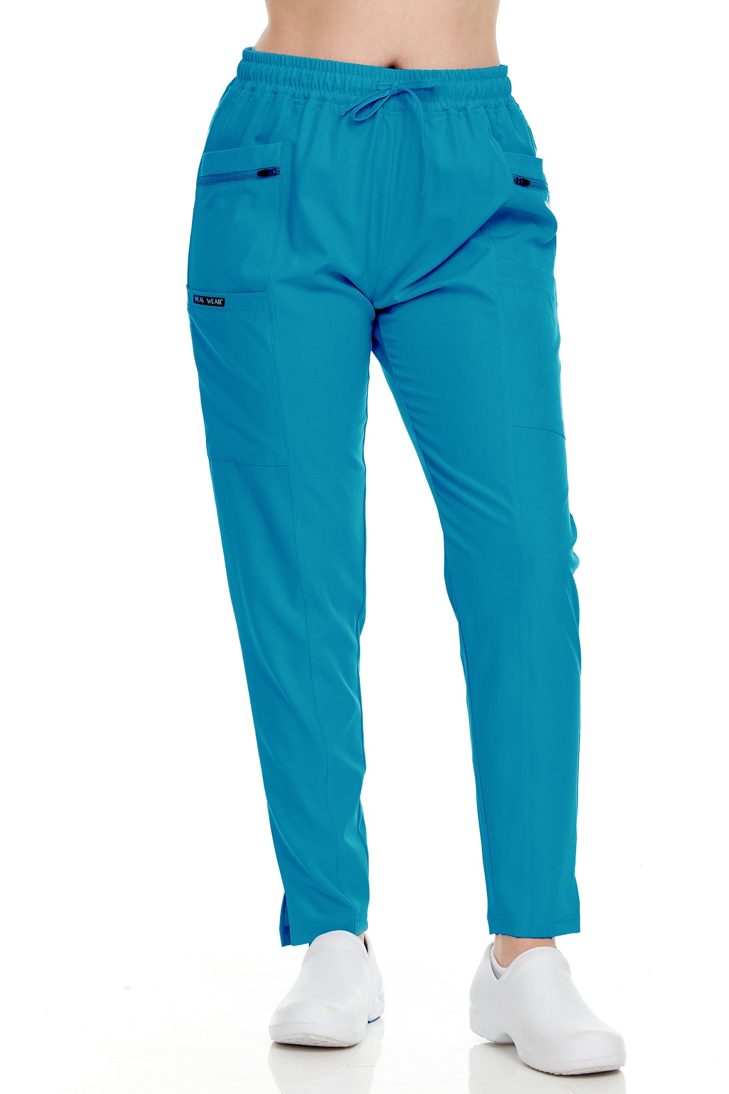 HEAL+WEAR Women’s Medical Scrub Pants – Slim Fit Straight-Leg Design with Multiple Functional Zipper Pockets, Drawstring Waist, 4-Way Stretch, Wrinkle-Resistant – Ideal for Work & Healthcare Uniforms