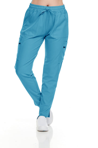 HEAL+WEAR Women’s Slim Fit Scrub Pants – Vibrant Colors, Drawstring Waist, Zipper Pockets, 4-Way Stretch, Wrinkle-Resistant Medical Workwear for Nurses & Healthcare Staff