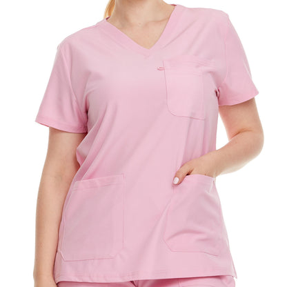 HEAL+WEAR Women’s V-Neck Multi-Pocket Scrub Top | 4-Way Stretch | Stretch Comfort Fabric | Surgical Uniforms | Nurse Beauty Salon Workwear | Clinical Scrubs | Spa Doctor Nursing Clinical Suit