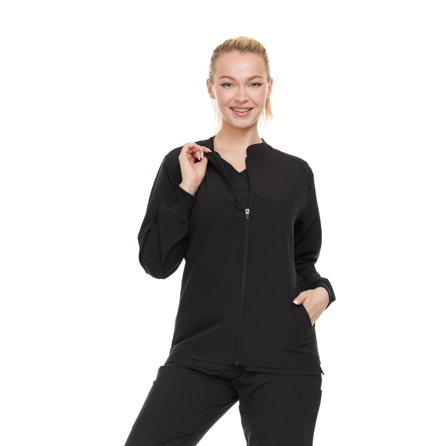 HEAL+WEAR Women's Warm Scrub Jacket with Zip Front and Multiple Pockets|4-Way Stretch Spandex|Comfort Fabric