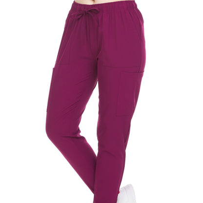 HEAL+WEAR Women’s Tapered Scrub Pants – 4-Way Stretch - Stretch Slim Fit Medical Uniform Bottoms with Pockets, Soft Lightweight Workwear for Nurses & Healthcare
