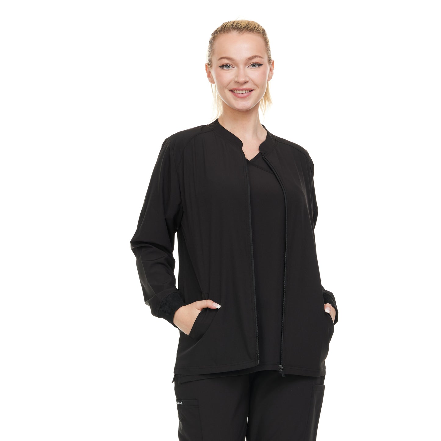 HEAL+WEAR Women's Warm Scrub Jacket with Zip Front and Multiple Pockets|4-Way Stretch Spandex|Comfort Fabric