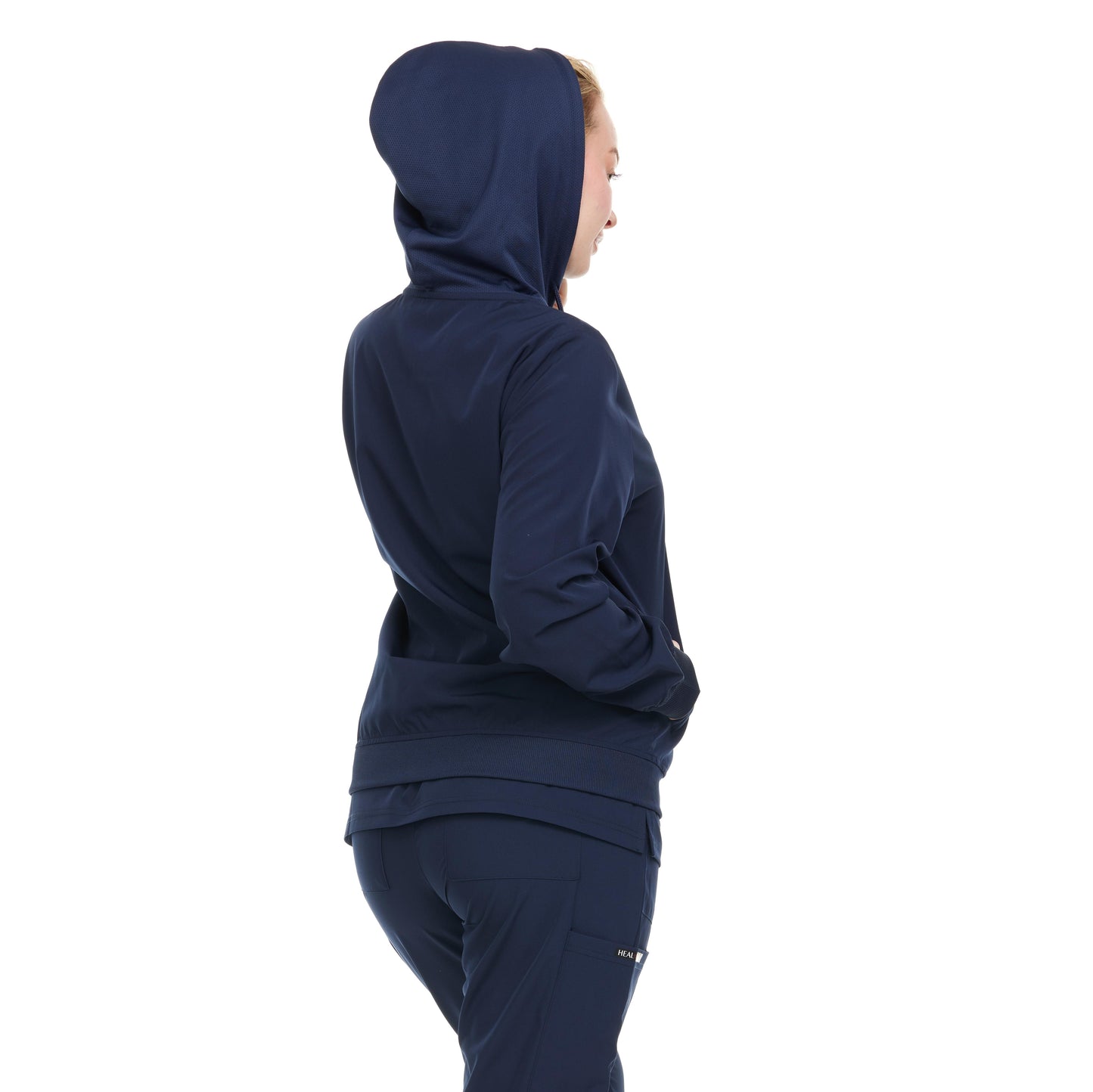 HEAL+WEAR Women's Zip-Up Hoodie Scrub Jacket – Lightweight Hooded Medical Workwear for Nurse,4-Way Stretch,Clinical, Jacket with Hood