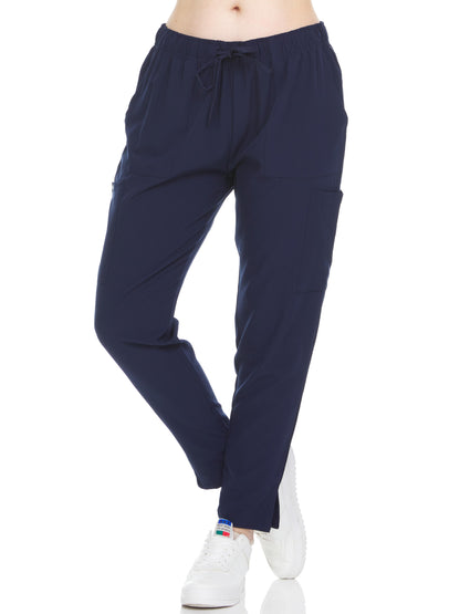 HEAL+WEAR Women’s Tapered Scrub Pants – 4-Way Stretch - Stretch Slim Fit Medical Uniform Bottoms with Pockets, Soft Lightweight Workwear for Nurses & Healthcare