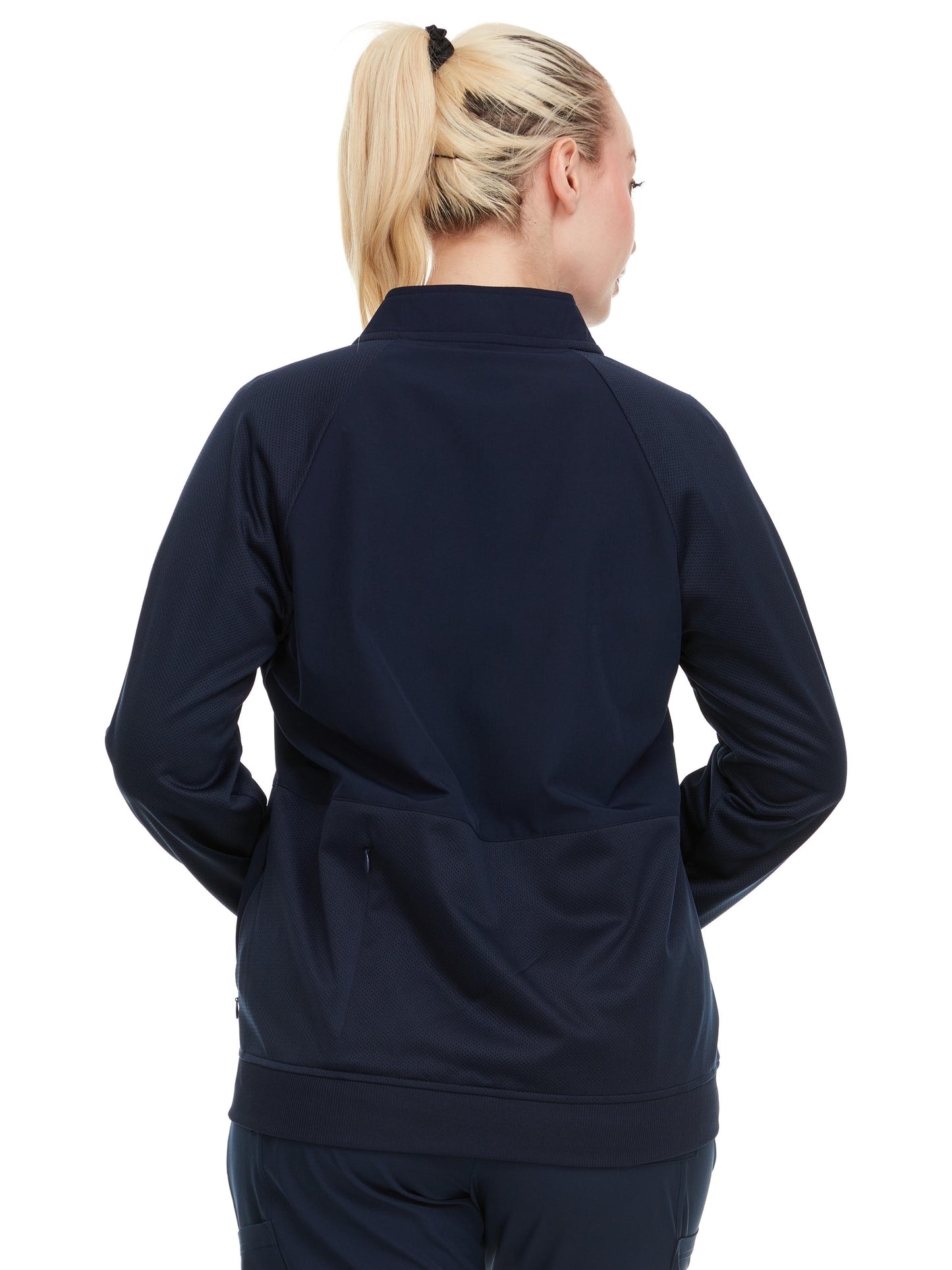 HEAL+WEAR Women’s Zip-Up Scrub Jacket – Stretchy Clinical Workwear with Ribbed Trim | 4-Way Stretch | Nurse Beauty Salon Uniform | Surgical Spa Doctor Nursing Suit