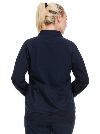 HEAL+WEAR Women’s Zip-Up Scrub Jacket – Stretchy Clinical Workwear with Ribbed Trim | 4-Way Stretch | Nurse Beauty Salon Uniform | Surgical Spa Doctor Nursing Suit