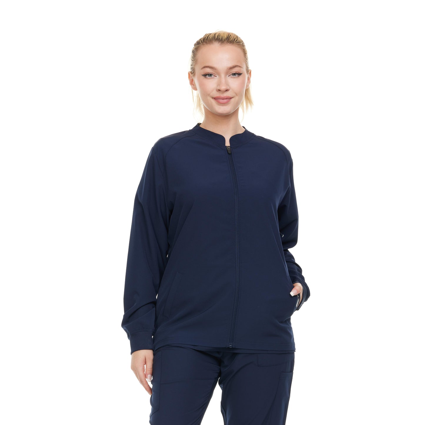 HEAL+WEAR Women's Warm Scrub Jacket with Zip Front and Multiple Pockets|4-Way Stretch Spandex|Comfort Fabric