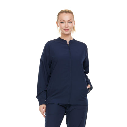 HEAL+WEAR Women's Warm Scrub Jacket with Zip Front and Multiple Pockets|4-Way Stretch Spandex|Comfort Fabric