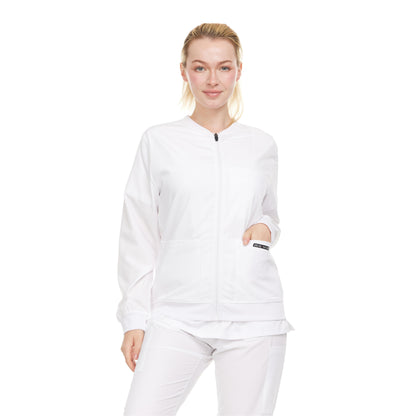HEAL+WEAR Woman Scrub Zip Jacket |4-Way Stretch| Spa Doctor Nursing Clinical Suit | Surgical Uniforms Top | Lightweight Long Sleeve Medical Bomber | 4-Way Stretch | Clinical Scrubs Coat for Beauty Salon
