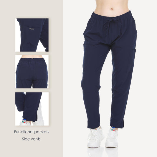 HEAL+WEAR Women’s Tapered Scrub Pants – 4-Way Stretch - Stretch Slim Fit Medical Uniform Bottoms with Pockets, Soft Lightweight Workwear for Nurses & Healthcare