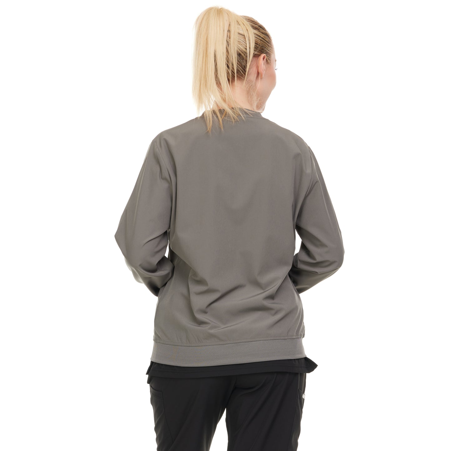 HEAL+WEAR Women's Scrub Jacket - Lightweight Zip-Free Bomber Style, 4-Way Stretch, Soft Knit Cuffs, Anti-Wrinkle, Multiple Pockets, Workwear for Nurses & Healthcare Professionals