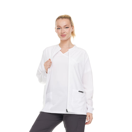 HEAL+WEAR Women's Zip Up Scrub Jacket – Lightweight Nursing Uniform Coat with Pockets, 4-Way Stretch,Stretch Clinical Scrubs Outerwear for Medical Professionals, Spa & Beauty Salon Workwear