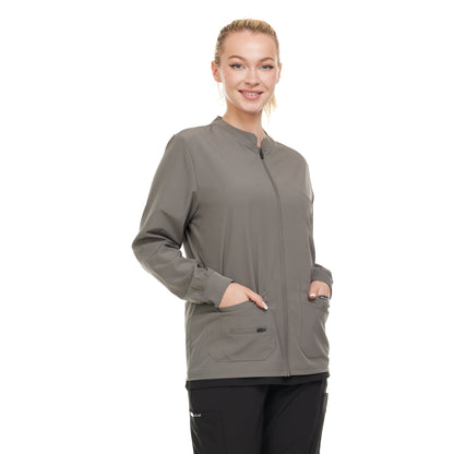 HEAL+WEAR Women's Zip Up Scrub Jacket – Lightweight Nursing Uniform Coat with Pockets, 4-Way Stretch,Stretch Clinical Scrubs Outerwear for Medical Professionals, Spa & Beauty Salon Workwear