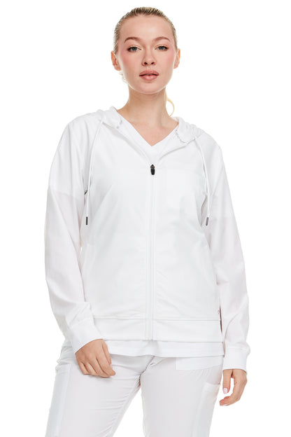 HEAL+WEAR Women's Zip-Up Hoodie Scrub Jacket – Lightweight Hooded Medical Workwear for Nurse,4-Way Stretch,Clinical, Jacket with Hood