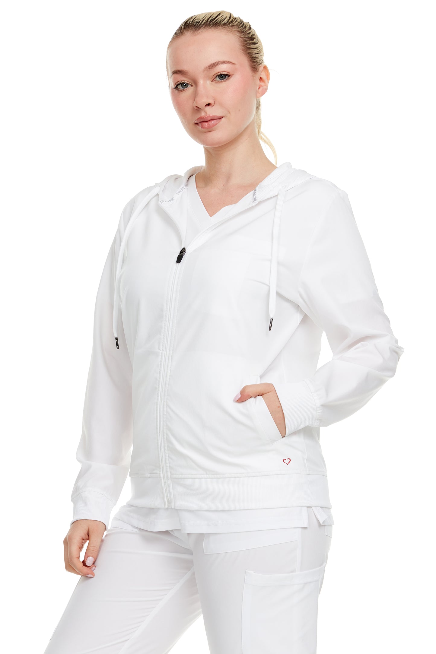 HEAL+WEAR Women's Zip-Up Hoodie Scrub Jacket – Lightweight Hooded Medical Workwear for Nurse,4-Way Stretch,Clinical, Jacket with Hood
