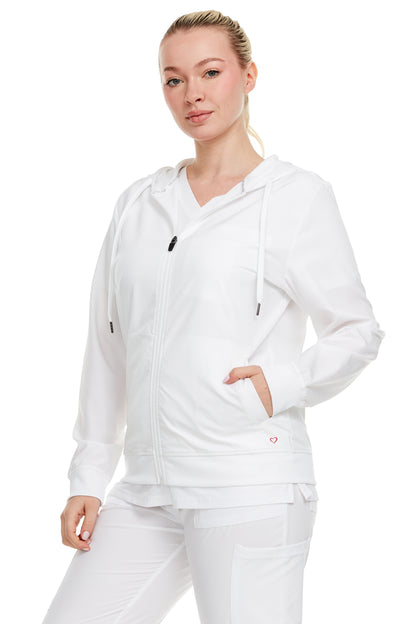 HEAL+WEAR Women's Zip-Up Hoodie Scrub Jacket – Lightweight Hooded Medical Workwear for Nurse,4-Way Stretch,Clinical, Jacket with Hood