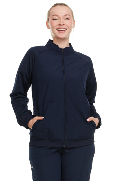 HEAL+WEAR Women’s Zip-Up Scrub Jacket – Stretchy Clinical Workwear with Ribbed Trim | 4-Way Stretch | Nurse Beauty Salon Uniform | Surgical Spa Doctor Nursing Suit