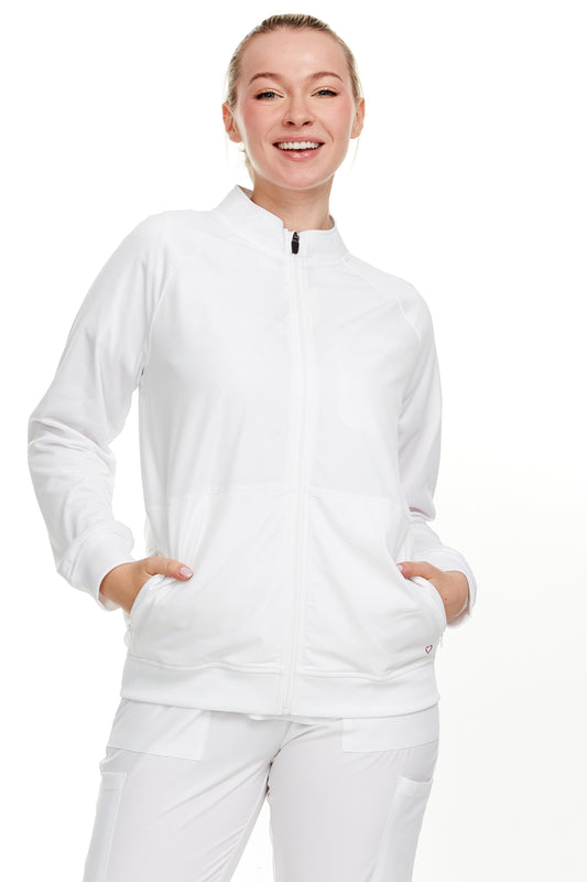 HEAL+WEAR Women’s Zip-Up Scrub Jacket – Stretchy Clinical Workwear with Ribbed Trim | 4-Way Stretch | Nurse Beauty Salon Uniform | Surgical Spa Doctor Nursing Suit