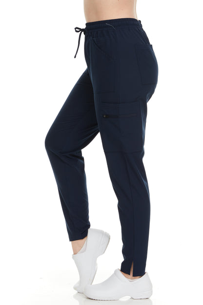 HEAL+WEAR Women’s Slim Fit Scrub Pants – Vibrant Colors, Drawstring Waist, Zipper Pockets, 4-Way Stretch, Wrinkle-Resistant Medical Workwear for Nurses & Healthcare Staff