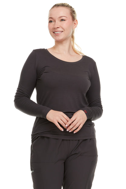 HEAL+WEAR Women's Long Sleeve Underscrub Shirt - Lightweight Stretch 4-Way Stretch Base Layer for Nurse Beauty Salon Workwear | Clinical Scrubs Layering Tee | Spa Doctor Nursing Uniform Top