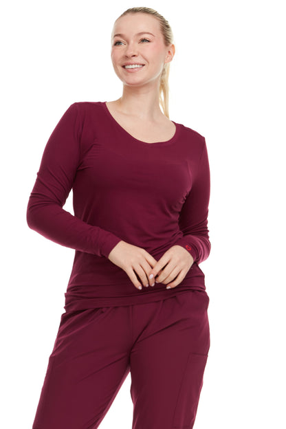 HEAL+WEAR Women's Long Sleeve Underscrub Shirt - Lightweight Stretch 4-Way Stretch Base Layer for Nurse Beauty Salon Workwear | Clinical Scrubs Layering Tee | Spa Doctor Nursing Uniform Top