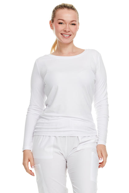 HEAL+WEAR Women's Long Sleeve Underscrub Shirt - Lightweight Stretch 4-Way Stretch Base Layer for Nurse Beauty Salon Workwear | Clinical Scrubs Layering Tee | Spa Doctor Nursing Uniform Top