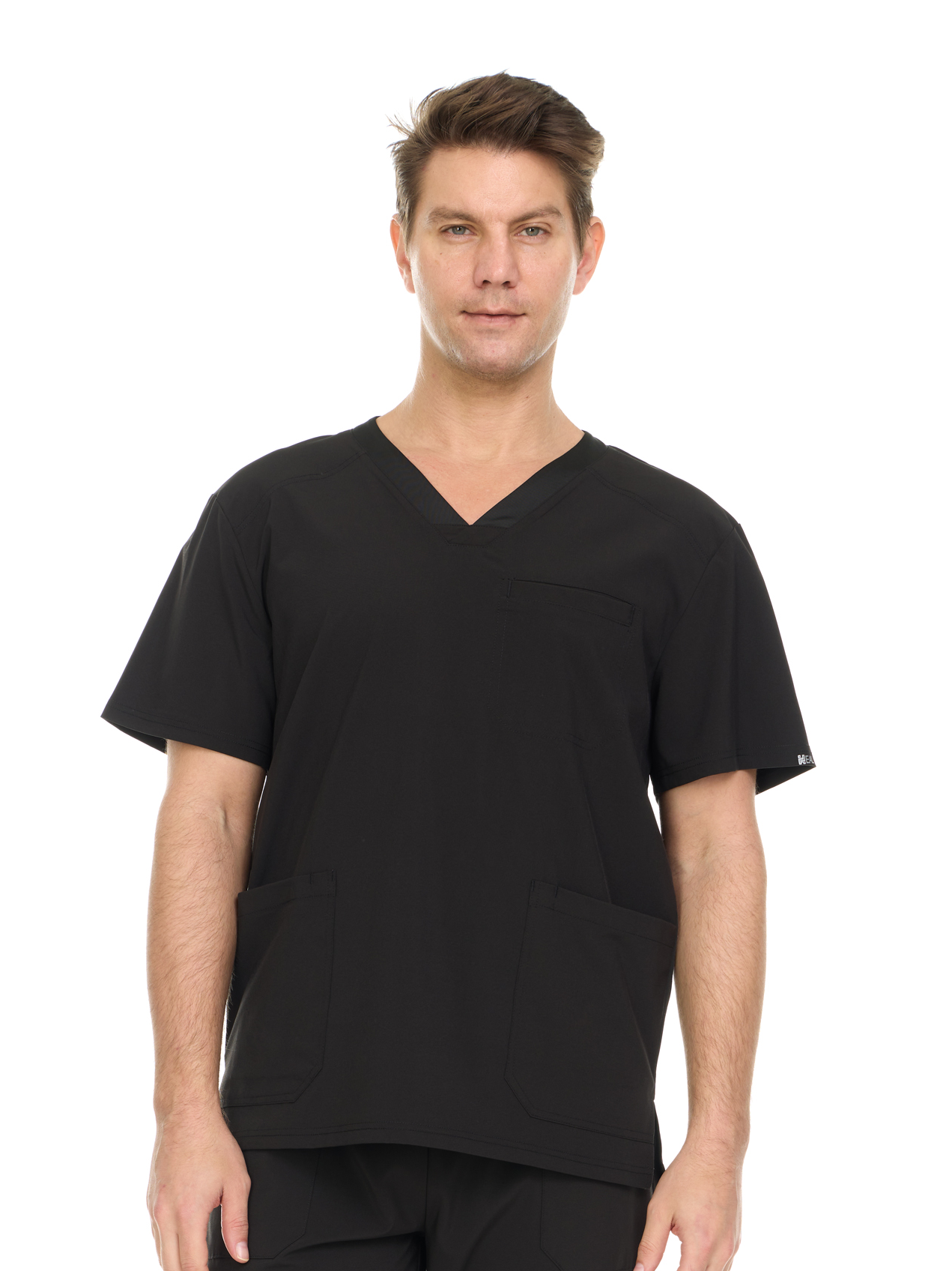 HEAL+WEAR Men's V-Neck Scrub Top with 3 Pockets – Classic Fit Medical Uniform for Clinical Nursing Spa & Hospital Use