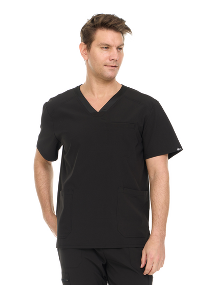 HEAL+WEAR Men's V-Neck Scrub Top with 3 Pockets – Classic Fit Medical Uniform for Clinical Nursing Spa & Hospital Use