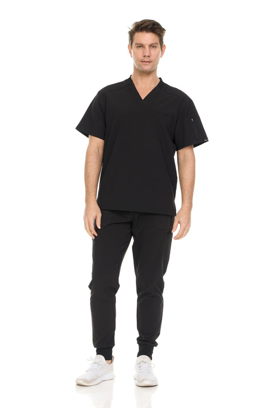 Men's V-Neck Multi-Pocket Scrub Top