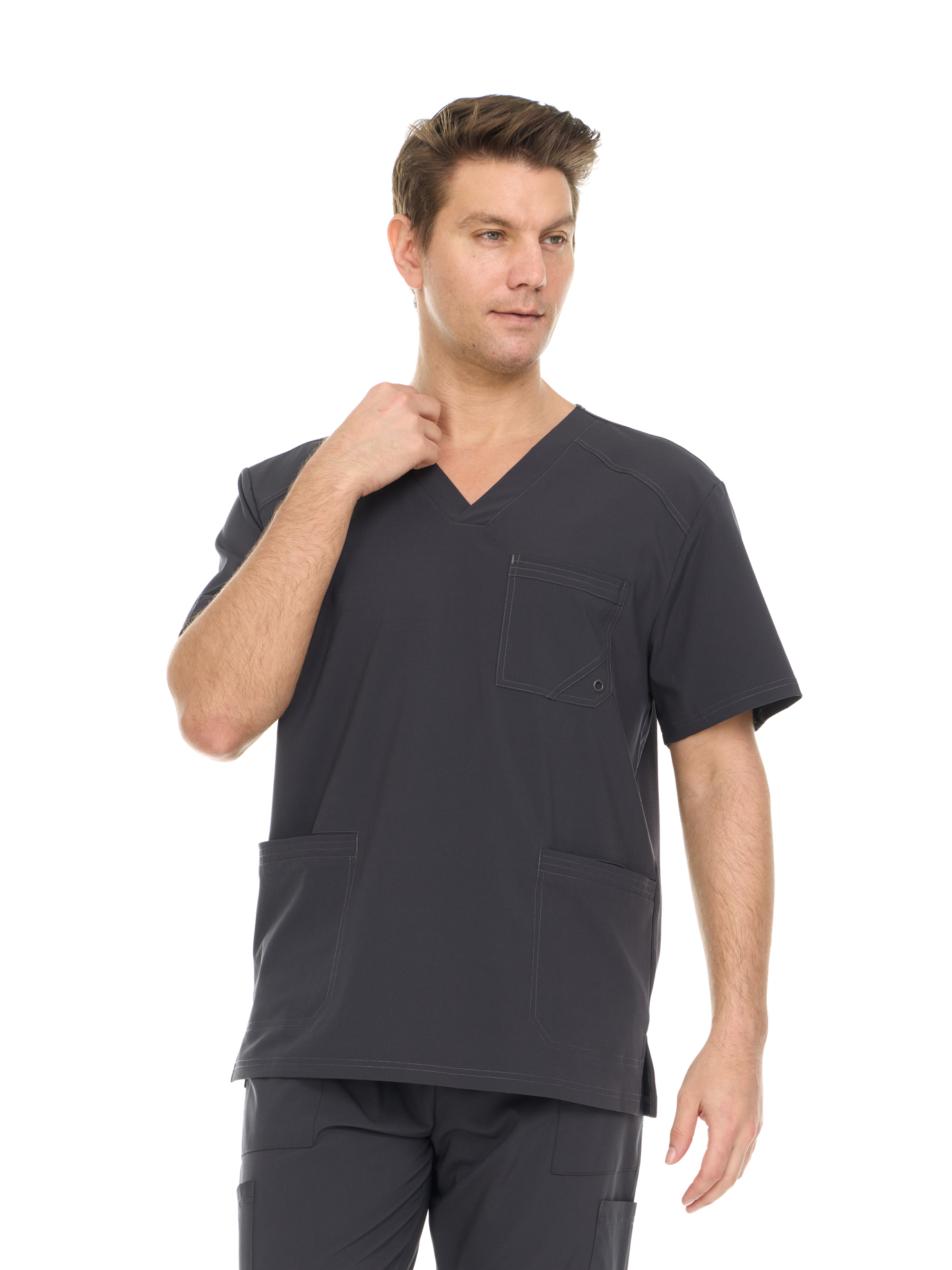 HEAL+WEAR Men's V-neck Scrub Top- Soft&Breathable | Multi-Pocket  Machine Washable Nurse Workwear