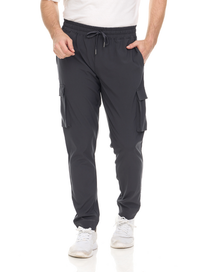 HEAL+WEAR Men's Clinical Multi-Pocket Jogger Scrub Pants - 4-Way Stretch, Drawstring Waist, Cargo Design, Machine Washable, 94% Polyester 6% Spandex