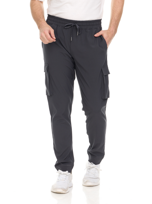 HEAL+WEAR Men's Clinical Multi-Pocket Jogger Scrub Pants - 4-Way Stretch, Drawstring Waist, Cargo Design, Machine Washable, 94% Polyester 6% Spandex