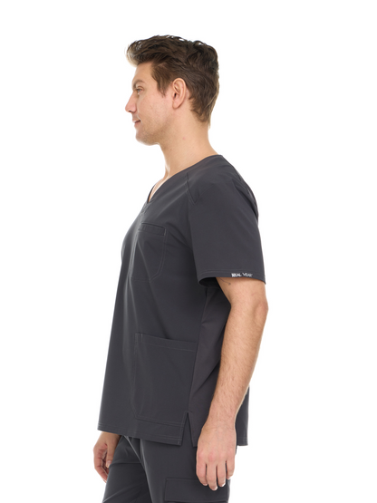 HEAL+WEAR Men's V-Neck Scrub Top with 3 Pockets – Classic Fit Medical Uniform for Clinical Nursing Spa & Hospital Use
