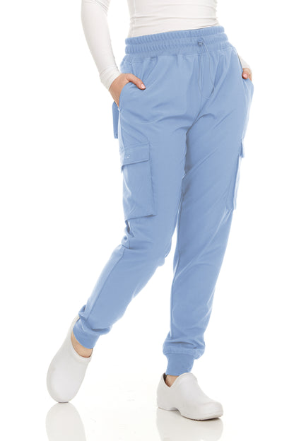 HEAL+WEAR Women’s Cargo Scrub Jogger Pants – 4-Way Stretch, Elastic Waist, Multiple Utility Pockets, Wrinkle-Resistant