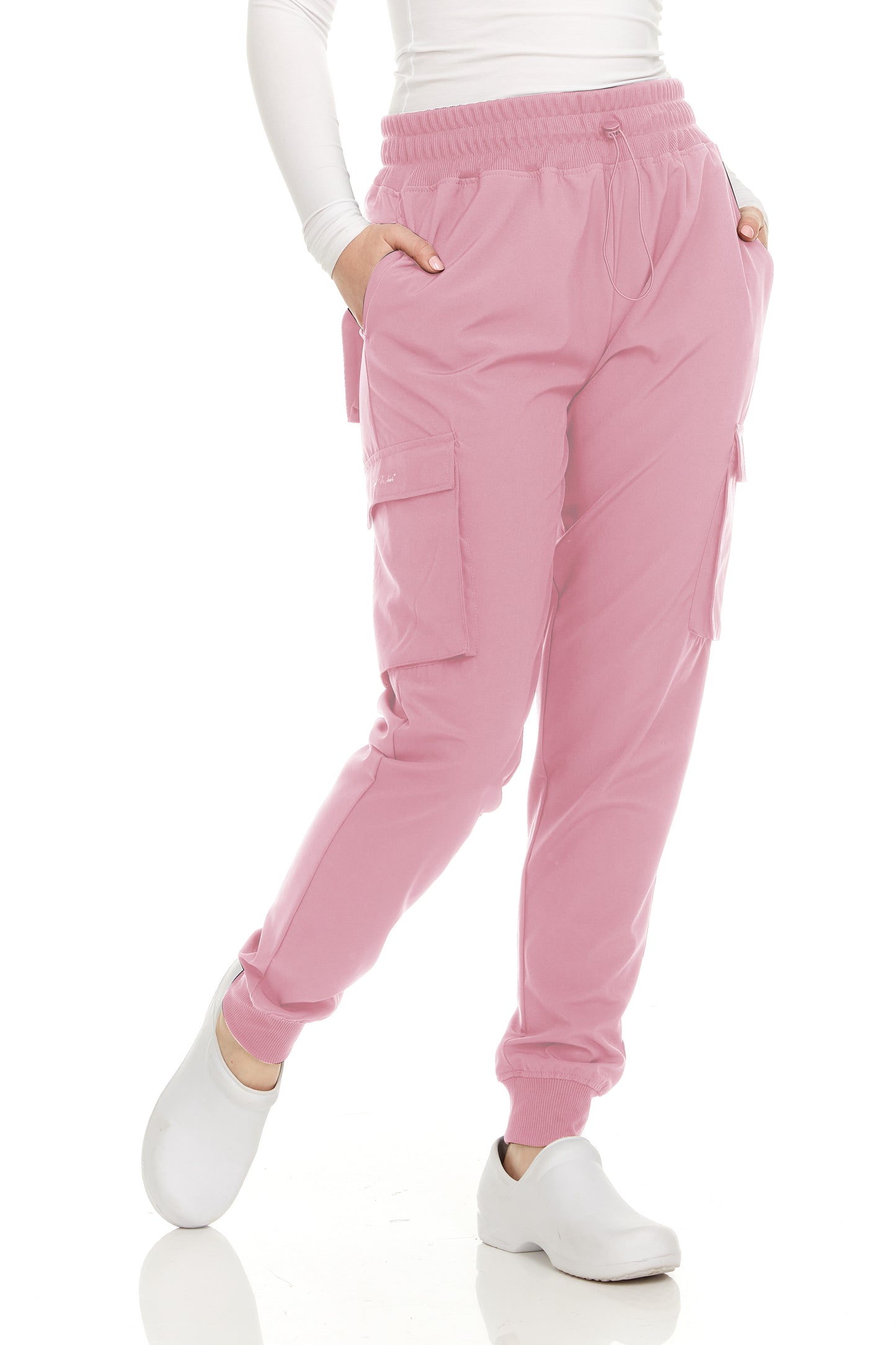HEAL+WEAR Women’s Cargo Scrub Jogger Pants – 4-Way Stretch, Elastic Waist, Multiple Utility Pockets, Wrinkle-Resistant