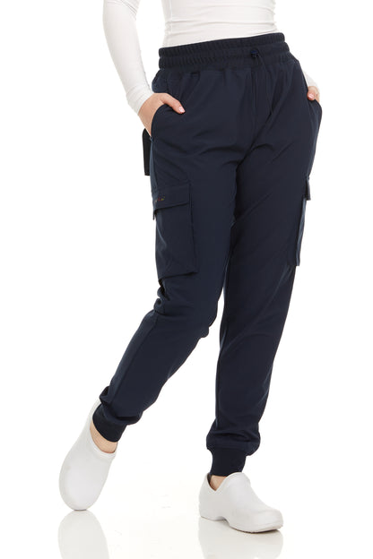HEAL+WEAR Women’s Cargo Scrub Jogger Pants – 4-Way Stretch, Elastic Waist, Multiple Utility Pockets, Wrinkle-Resistant