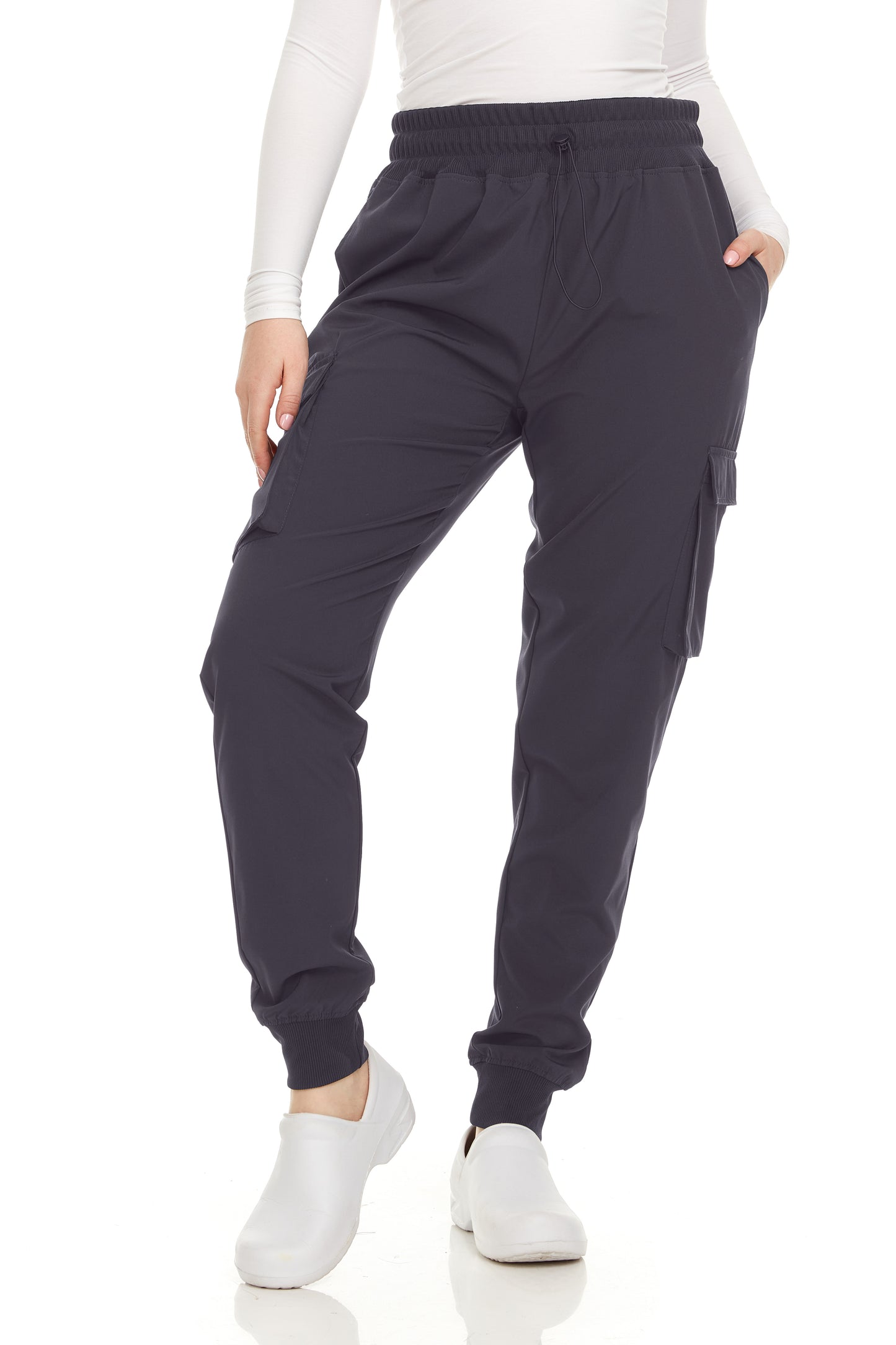 HEAL+WEAR Women’s Cargo Scrub Jogger Pants – 4-Way Stretch, Elastic Waist, Multiple Utility Pockets, Wrinkle-Resistant