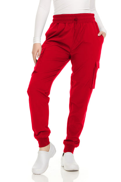 HEAL+WEAR Women’s Cargo Scrub Jogger Pants – 4-Way Stretch, Elastic Waist, Multiple Utility Pockets, Wrinkle-Resistant