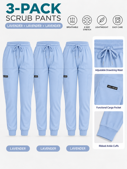 Women's Multi-Pocket Jogger Scrub Pants 3-Pack