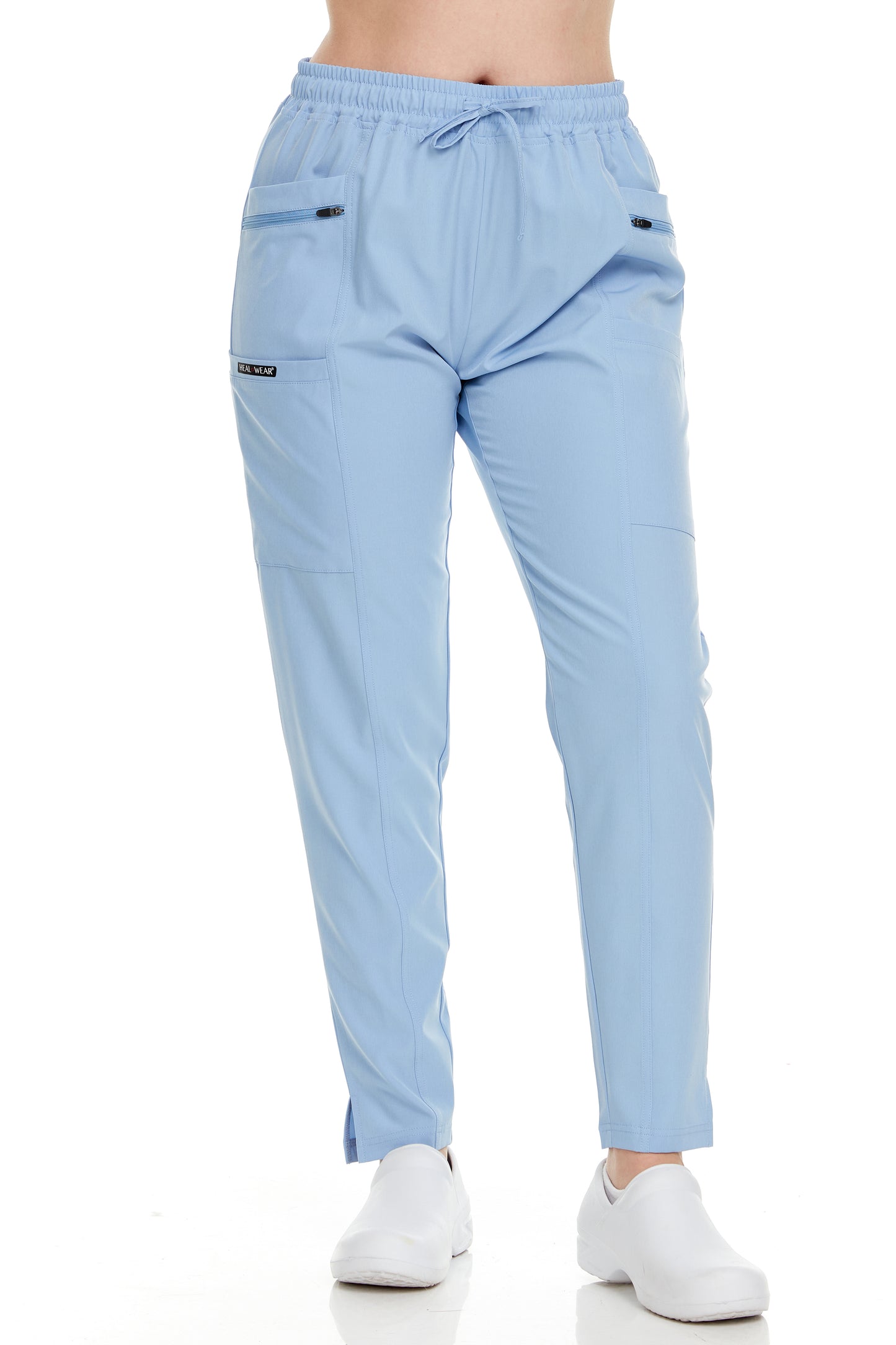 HEAL+WEAR Women’s Medical Scrub Pants – Slim Fit Straight-Leg Design with Multiple Functional Zipper Pockets, Drawstring Waist, 4-Way Stretch, Wrinkle-Resistant – Ideal for Work & Healthcare Uniforms
