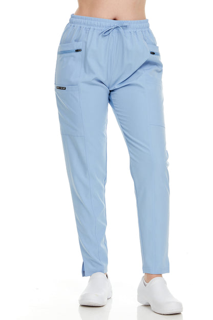 HEAL+WEAR Women’s Medical Scrub Pants – Slim Fit Straight-Leg Design with Multiple Functional Zipper Pockets, Drawstring Waist, 4-Way Stretch, Wrinkle-Resistant – Ideal for Work & Healthcare Uniforms