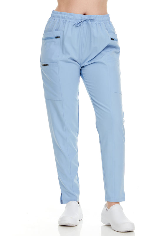 HEAL+WEAR Women’s Medical Scrub Pants – Slim Fit Straight-Leg Design with Multiple Functional Zipper Pockets, Drawstring Waist, 4-Way Stretch, Wrinkle-Resistant – Ideal for Work & Healthcare Uniforms