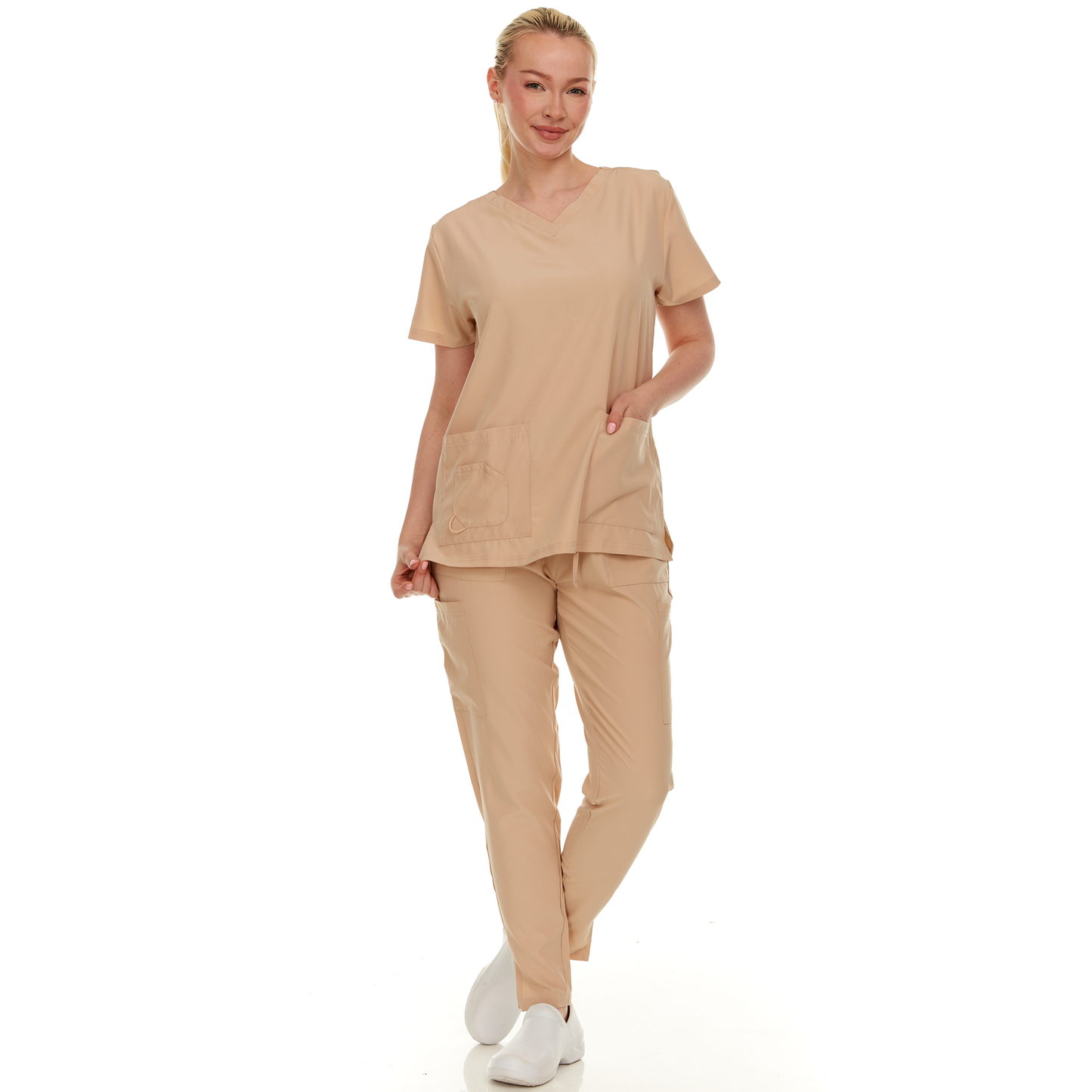 HEAL+WEAR Women’s Scrub Set – 4-Way Stretch - Stretch V-Neck Top & Straight-Leg Pants, Soft, Breathable & Stylish Design for Healthcare Professionals
